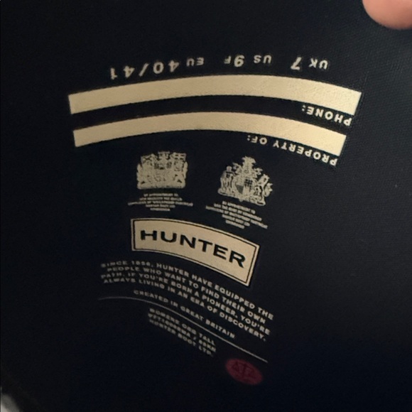 Hunter Black Tall Rubber Rain Boots with Red Logo - Picture 4 of 7